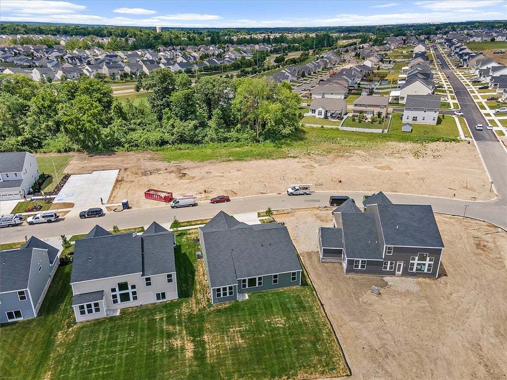 An aerial perspective showcases a vibrant new resi