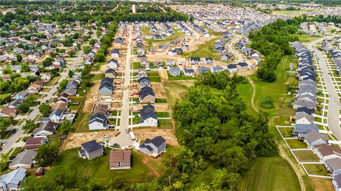 An aerial perspective reveals a vibrant community