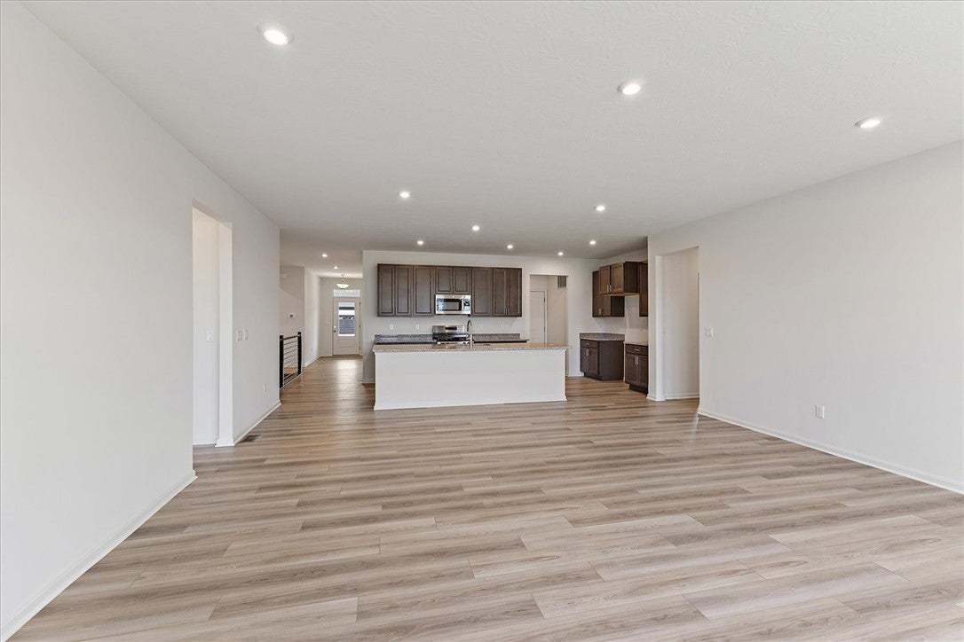 An open-concept living space with resilient floori