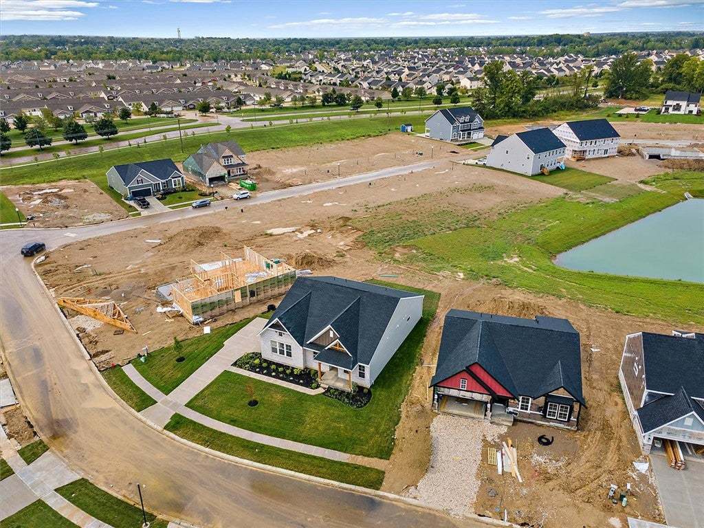 An aerial perspective reveals a new residential co