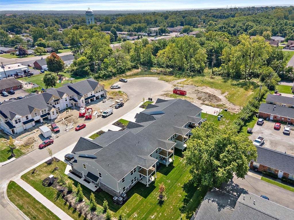 Aerial perspective showcases modern multi-family r