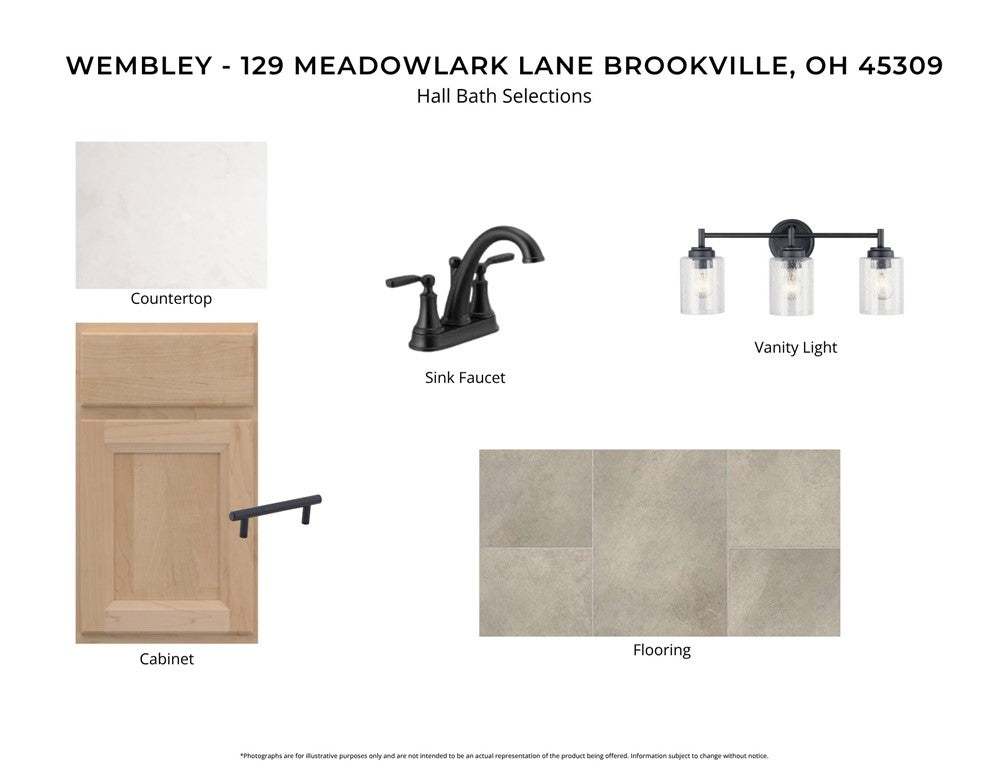 Design board showcasing modern bathroom finishes w
