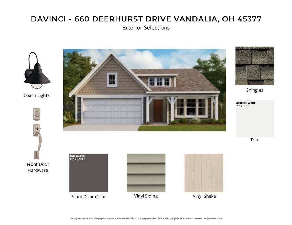 A welcoming facade showcases a single garage door,
