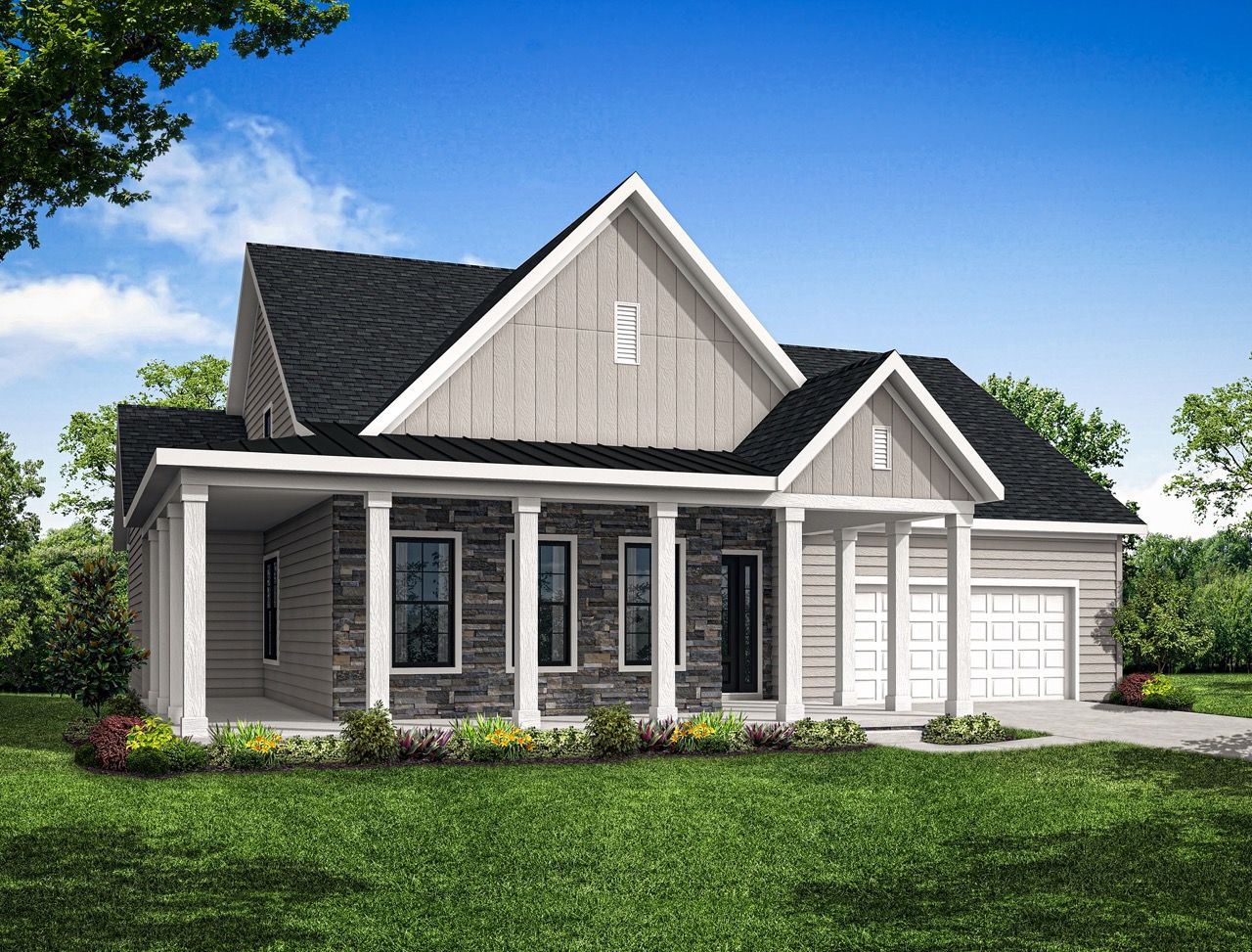 Front elevation of the Carolina model from Garman Builders