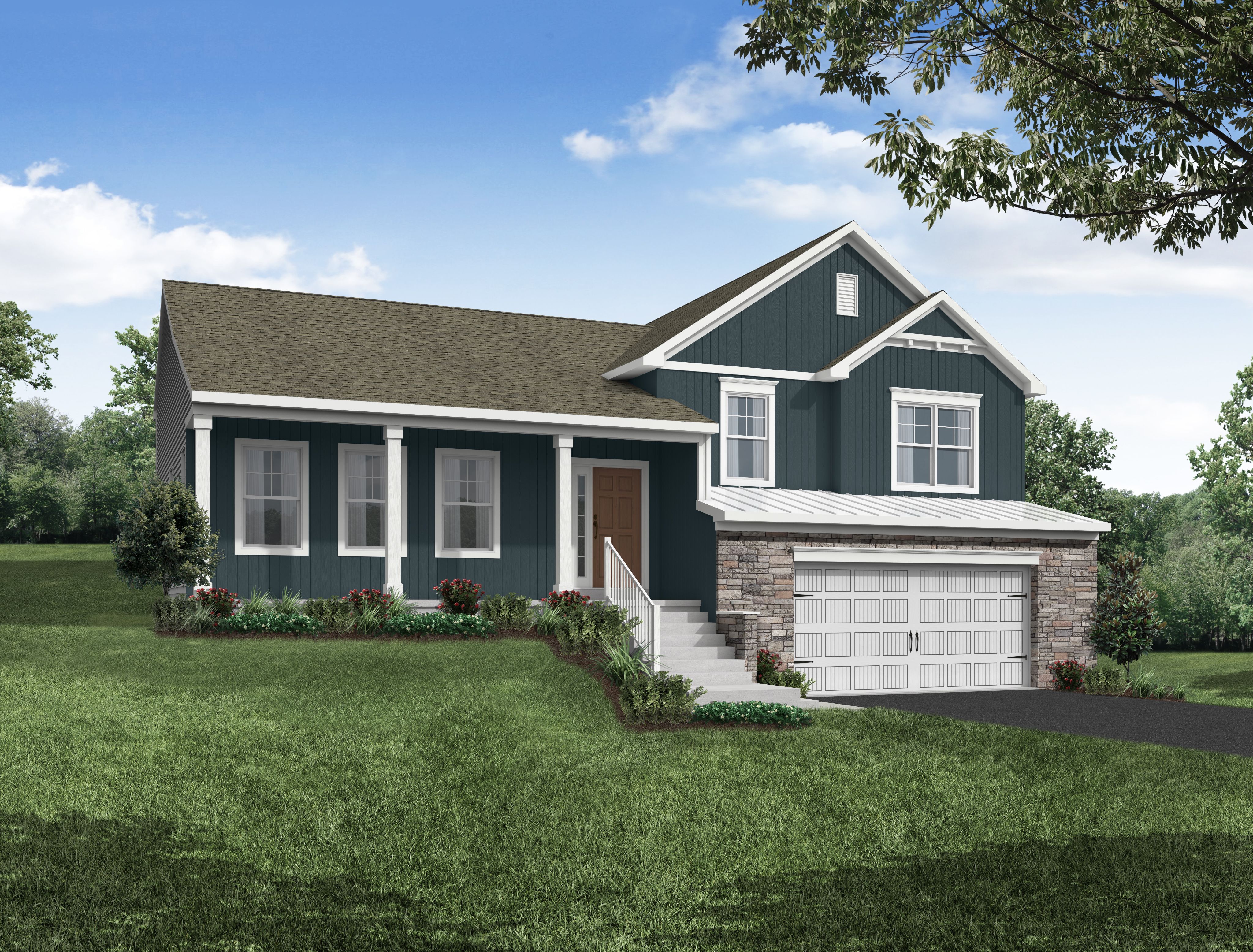 Front elevation of the Crawford Model from Garman Builders