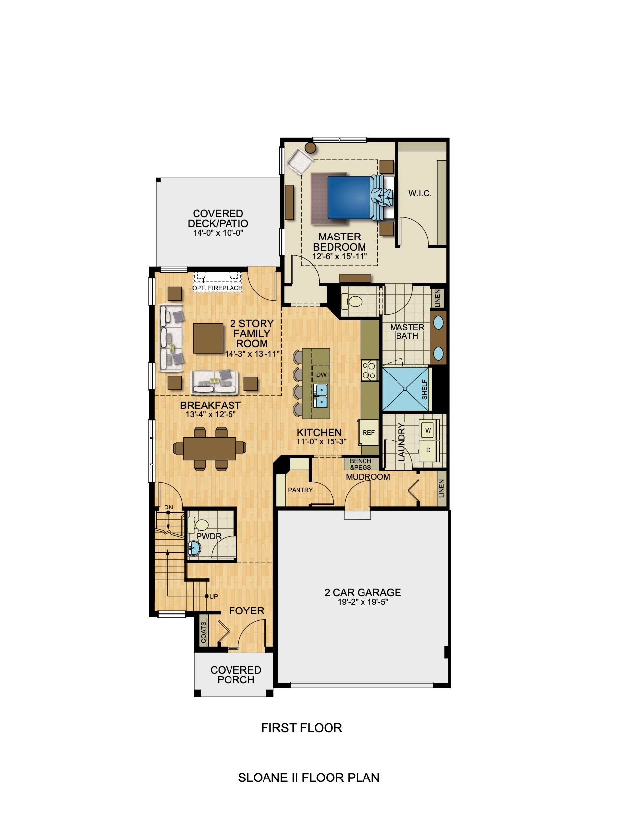Floorplan of the Sloane II Model from Garman Builders