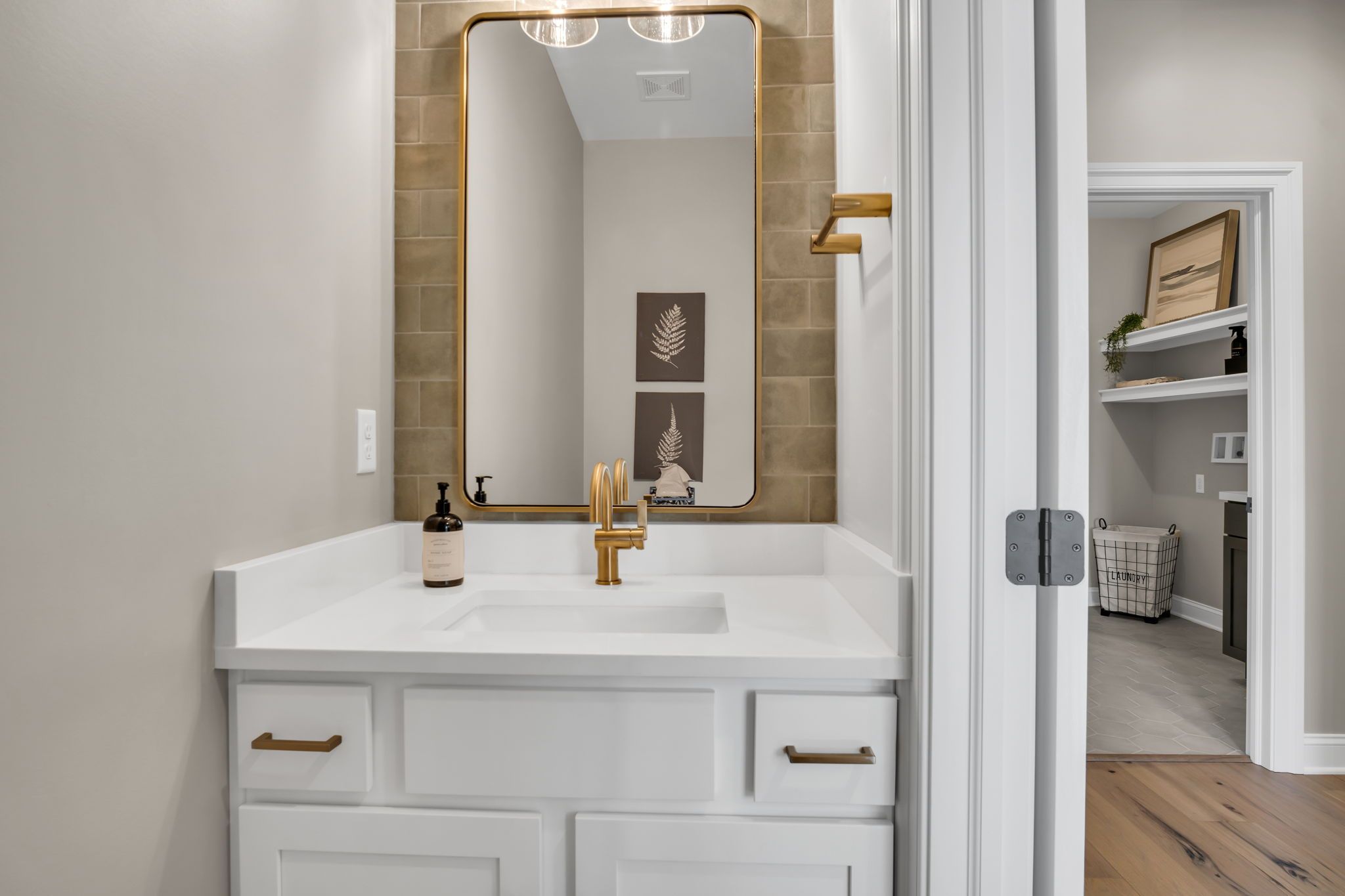 Powder room in the Arbor model from Garman Builders