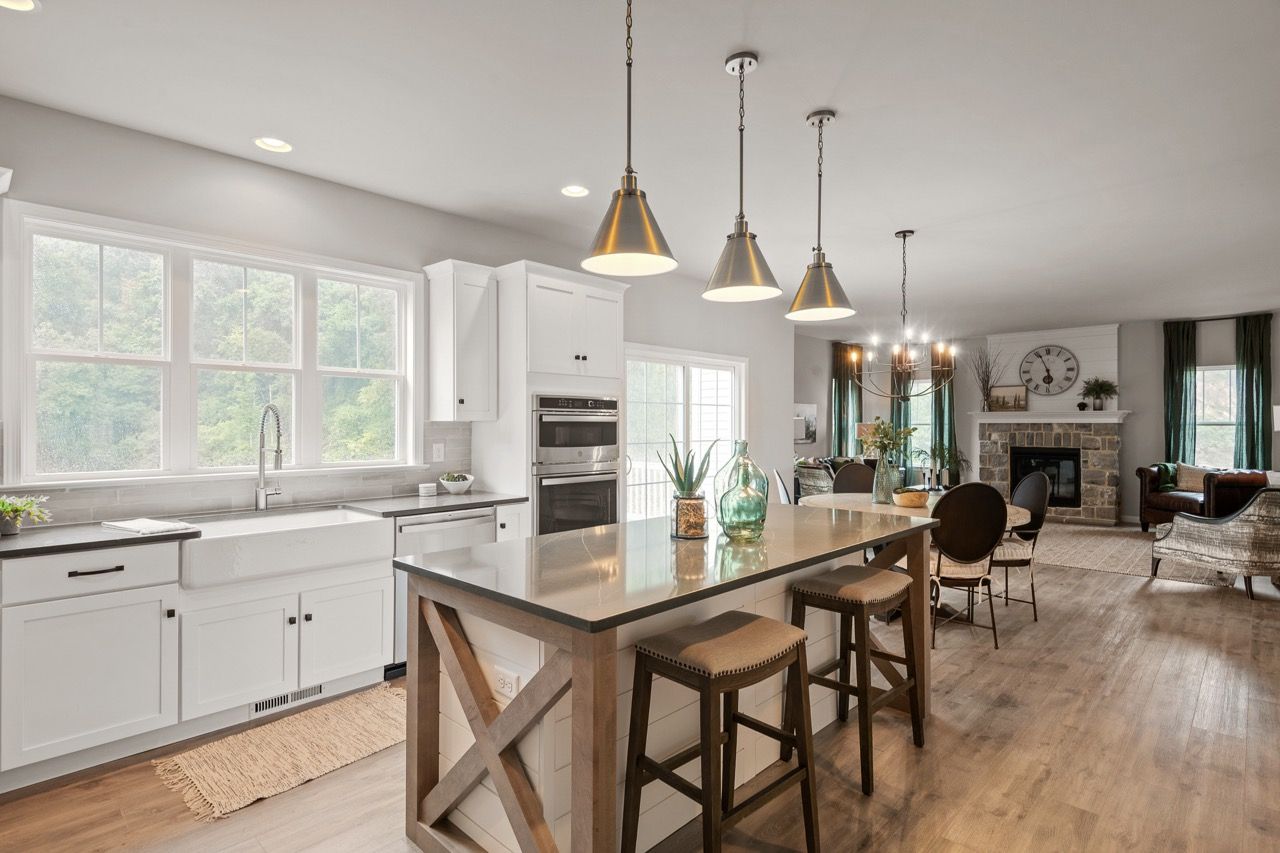 Kitchen with Center Island of the Nottingham Model from Garman Builders