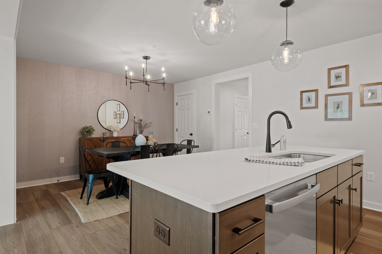 Kitchen with Center Island of the Flynn Model from Garman Builders