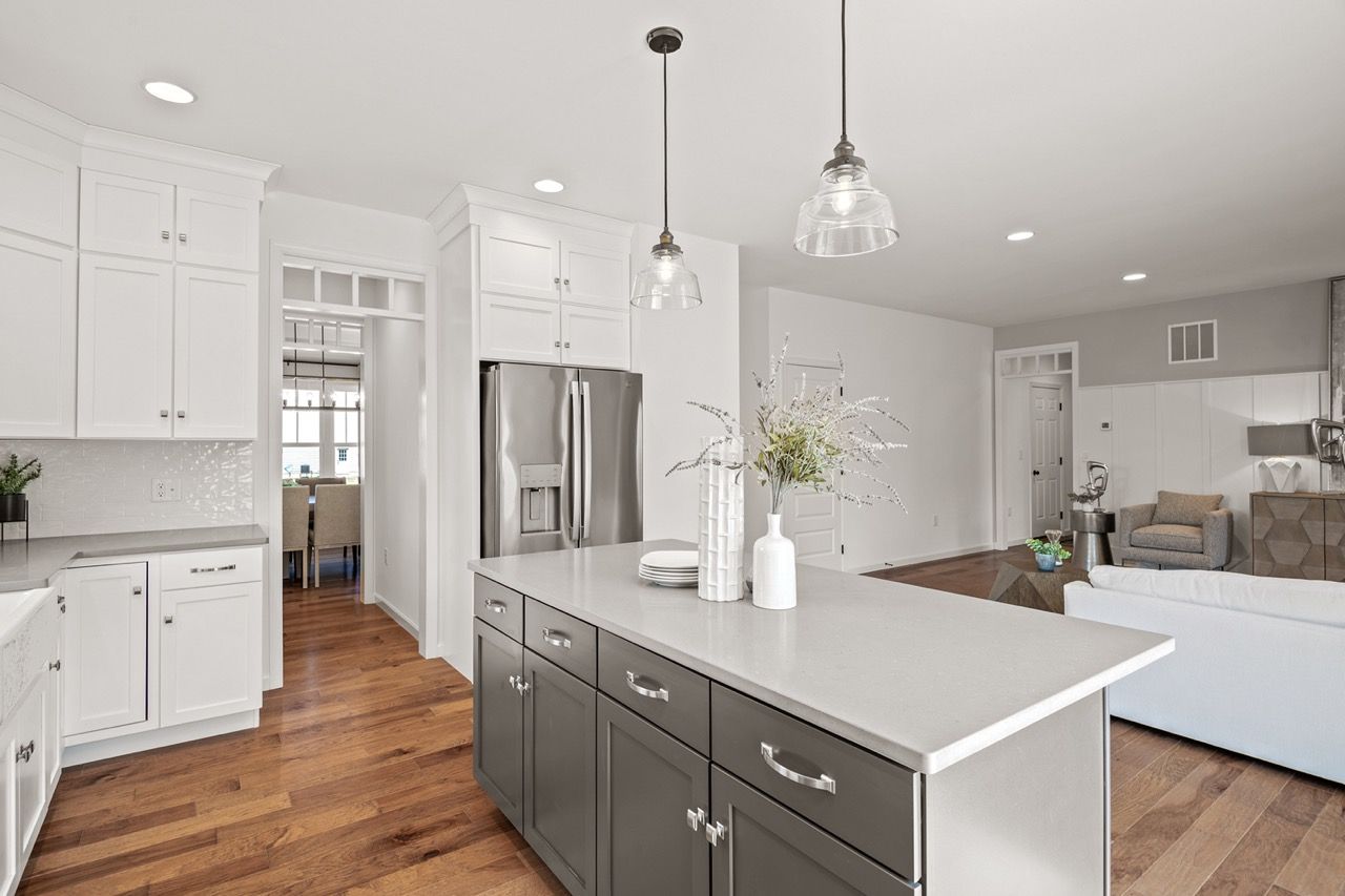 Kitchen with center island of the McKenna Model from Garman Builders