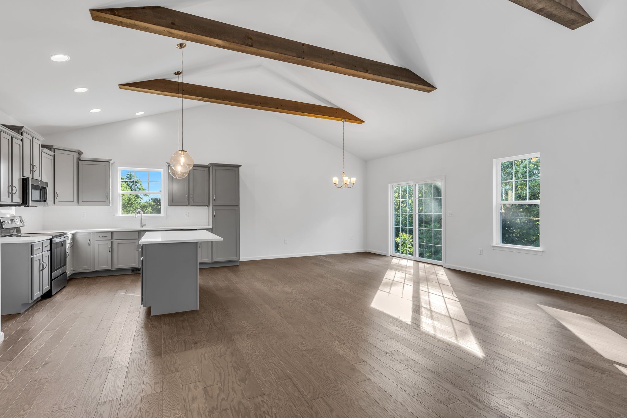 Kitchen with center island of the Dalton Model from Garman Builders