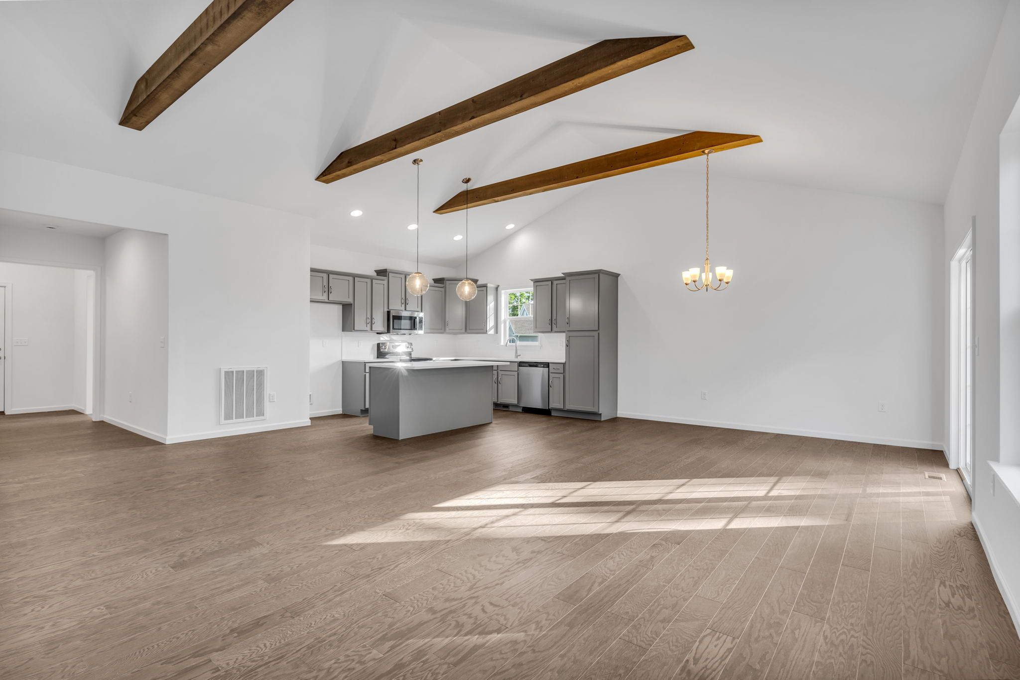 Kitchen with center island of the Dalton Model from Garman Builders