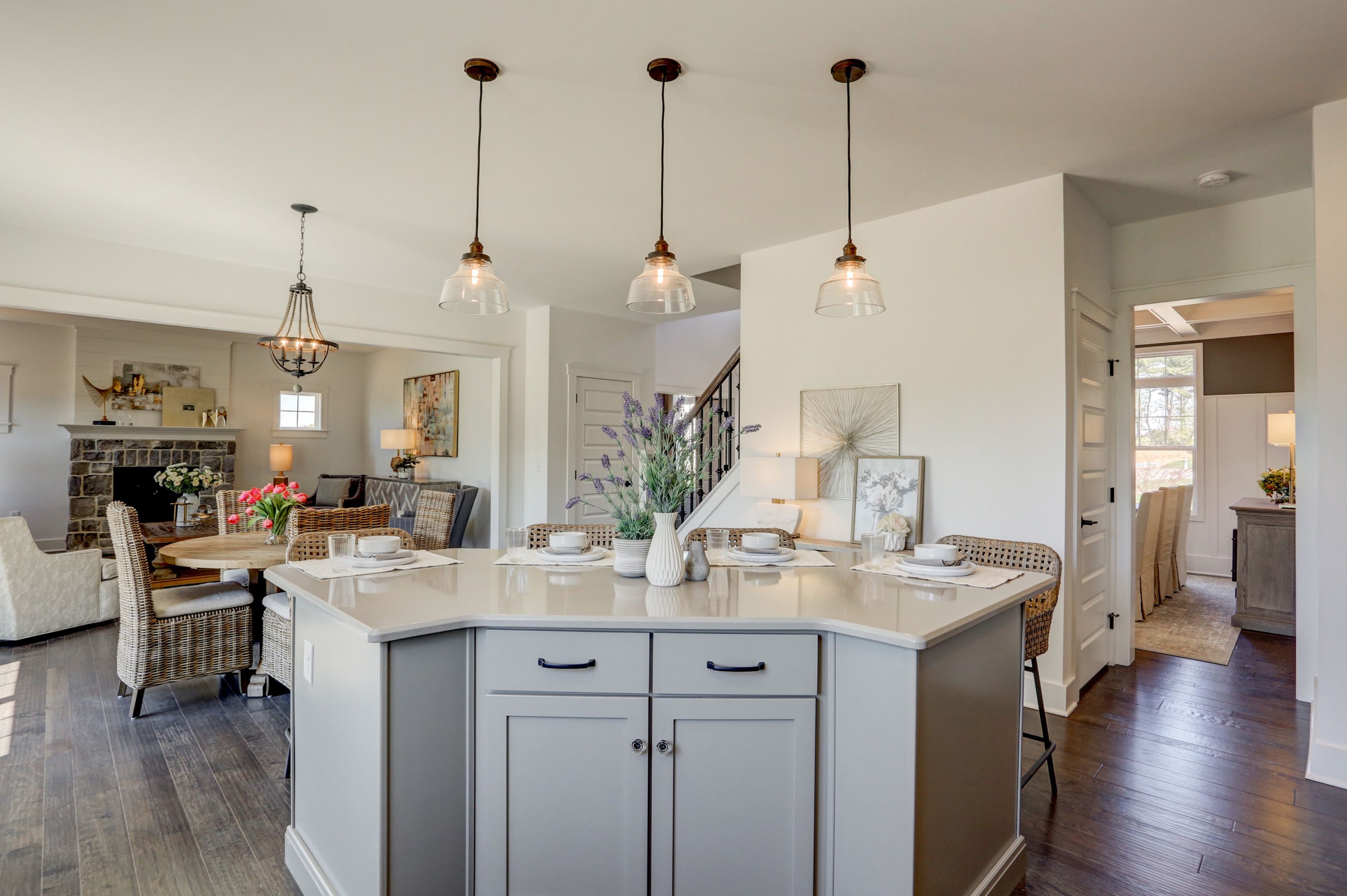Kitchen with center island in the Avondale model from Garman Builders