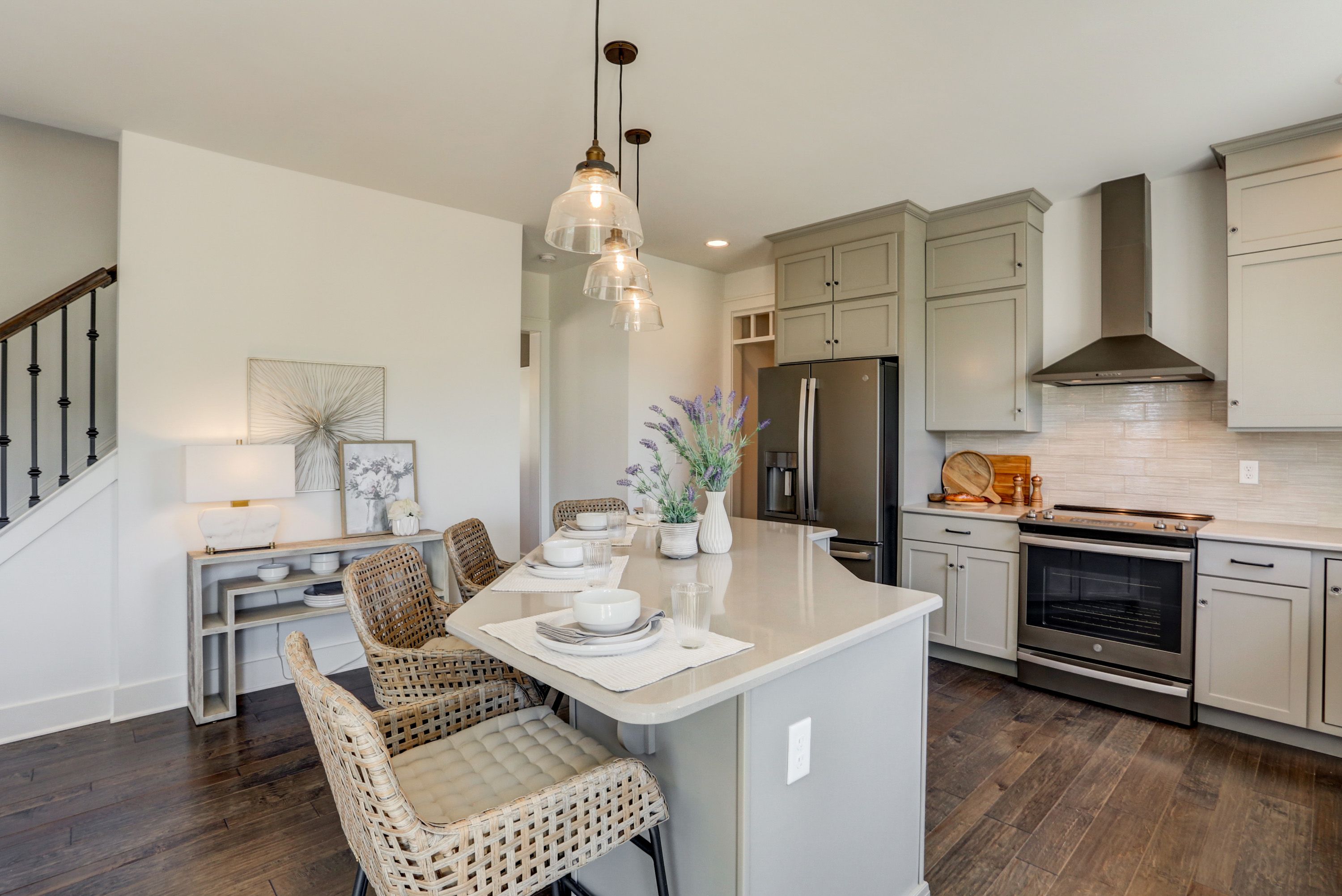Kitchen with center island in the Avondale model from Garman Builders