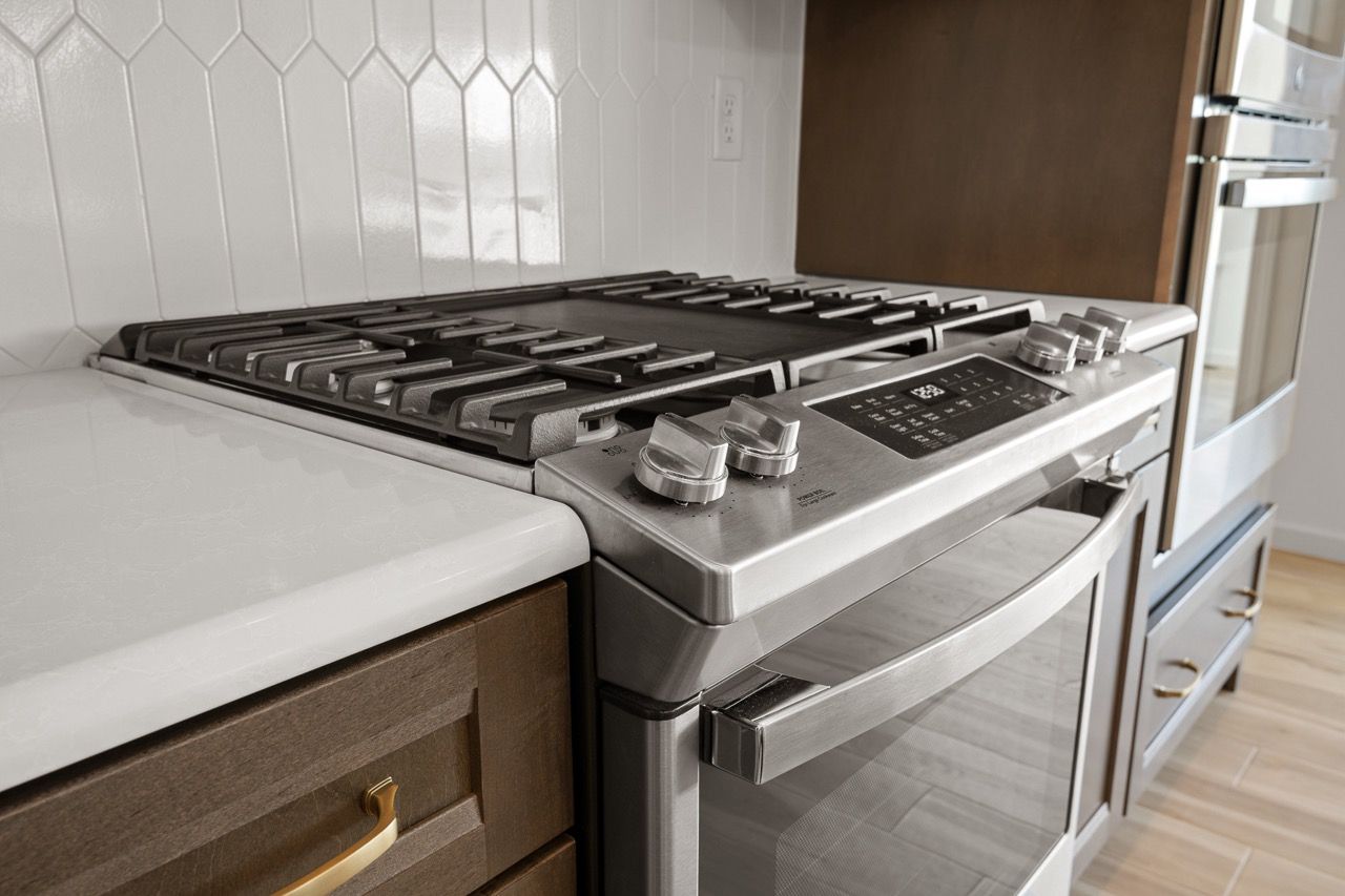 Kitchen with center island of the Blakely model from Garman Builders