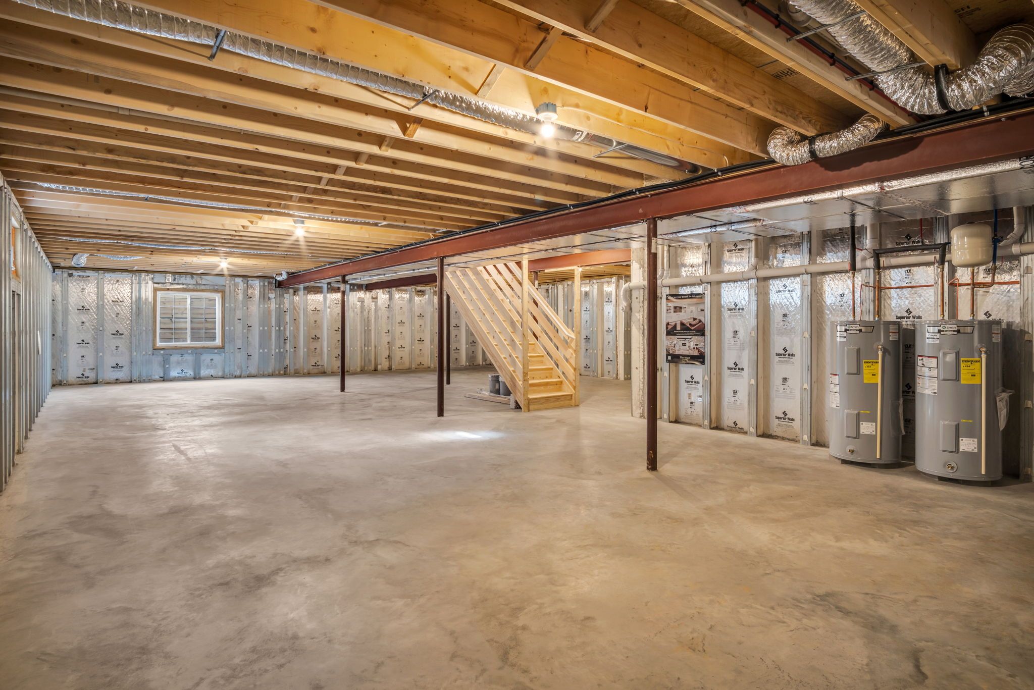 Unfinished basement of the Everett Model from Garman Builders