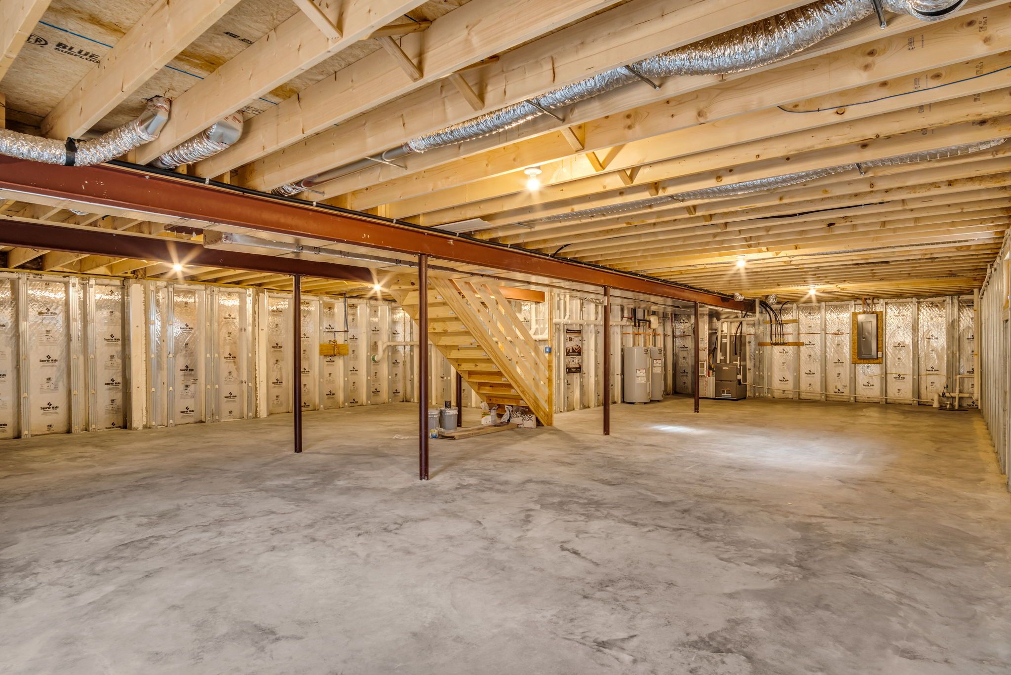 Unfinished basement of the Everett Model from Garman Builders