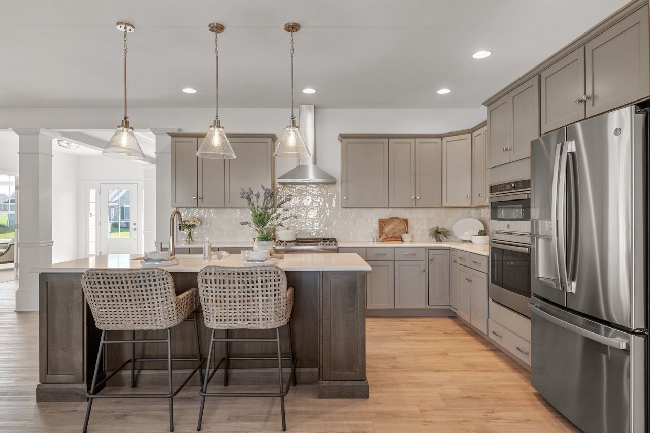 Kitchen with Center Island of the Kinsey Model from Garman Builders