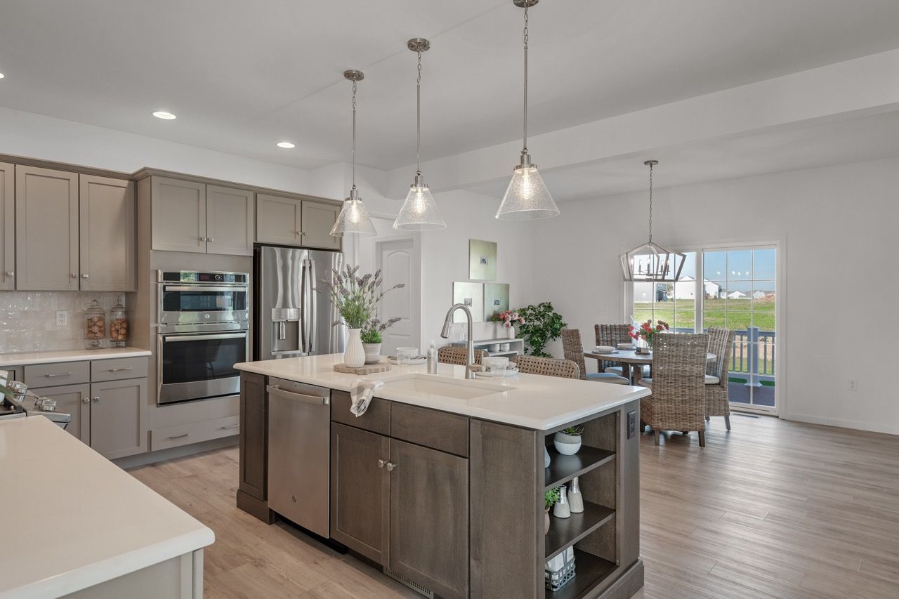 Kitchen with Center Island of the Kinsey Model from Garman Builders