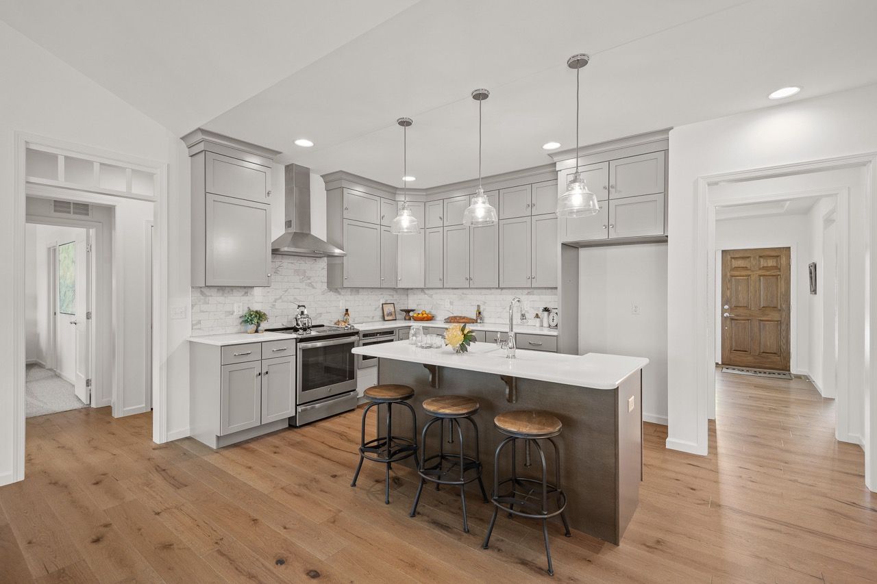 Kitchen with center island of the Bryson model from Garman Builders