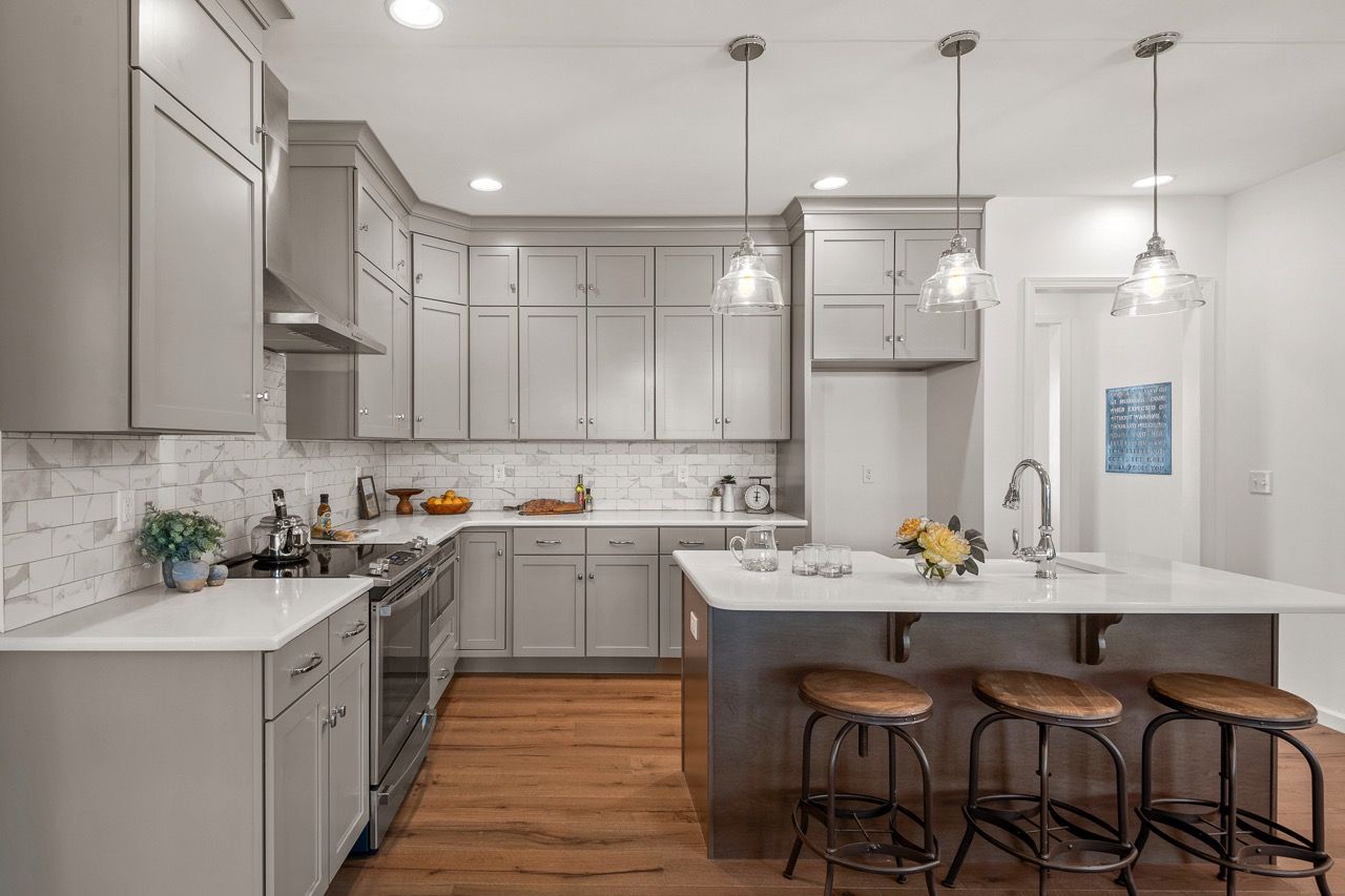 Kitchen with center island of the Bryson model from Garman Builders