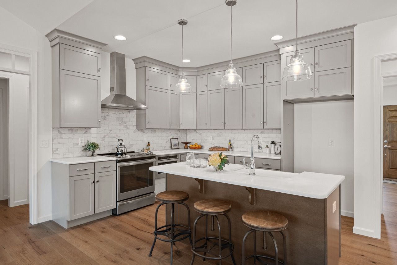 Kitchen with center island of the Bryson model from Garman Builders