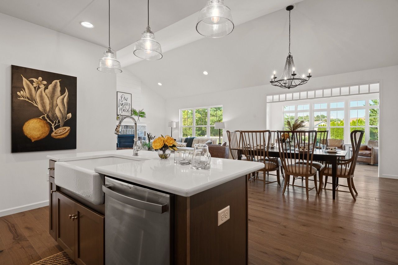 Kitchen with center island of the Bryson model from Garman Builders
