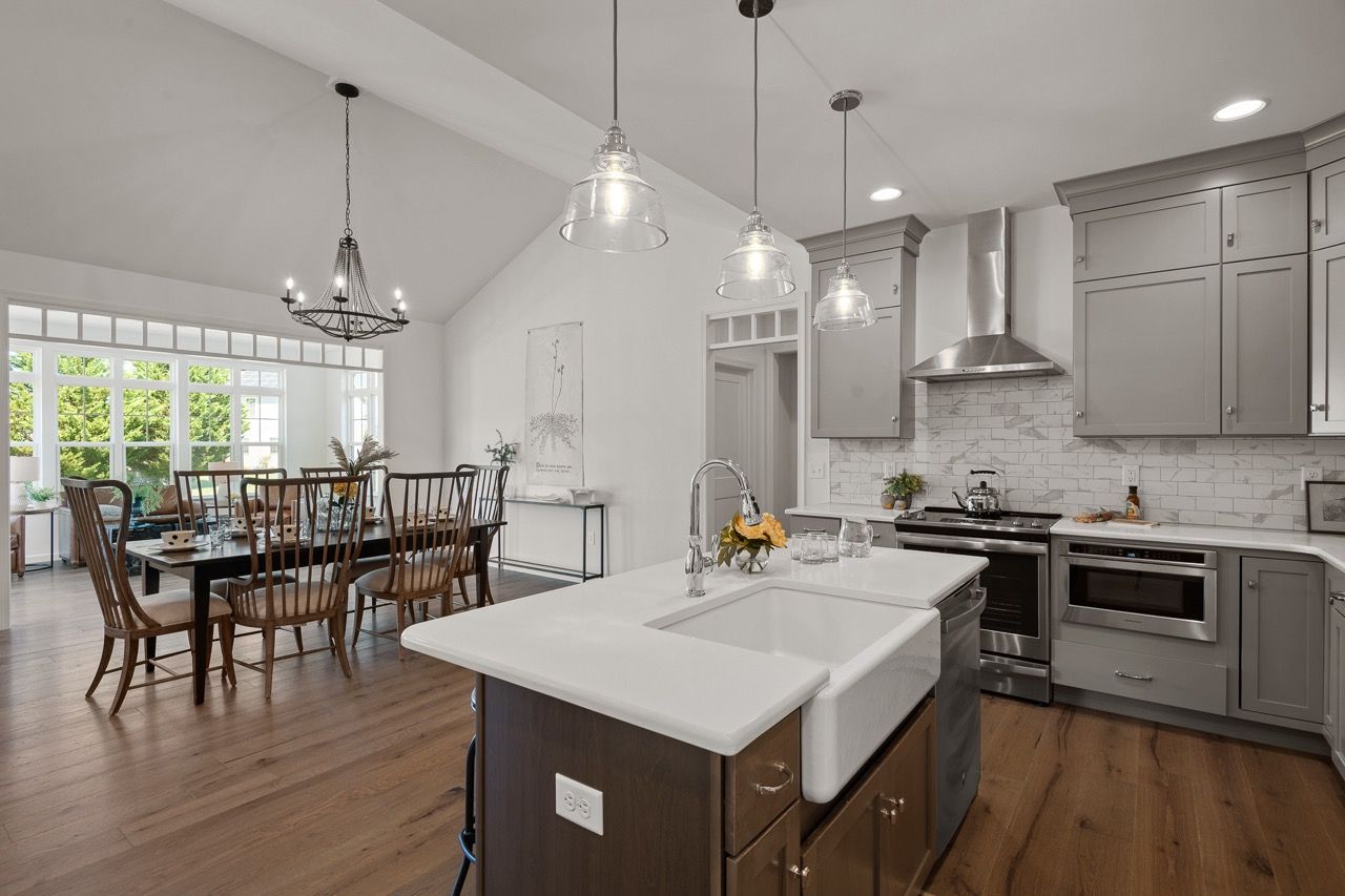 Kitchen with center island of the Bryson model from Garman Builders
