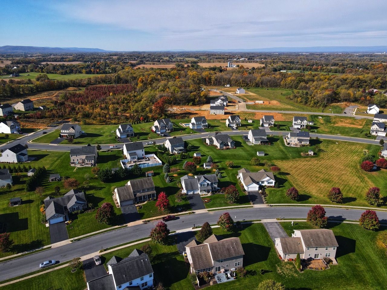 Drone shot of Forgedale Crossing Community from Garman Builders