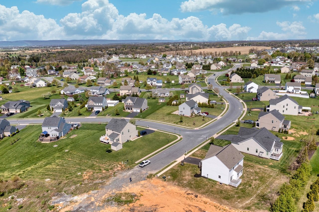 Drone shot of Forgedale Crossing Community from Garman Builders