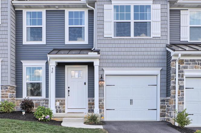 Front Elevations of a Home in Mayapple Woods Townhome Community from Garman Builders