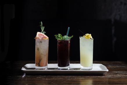 3 cocktails on a tray