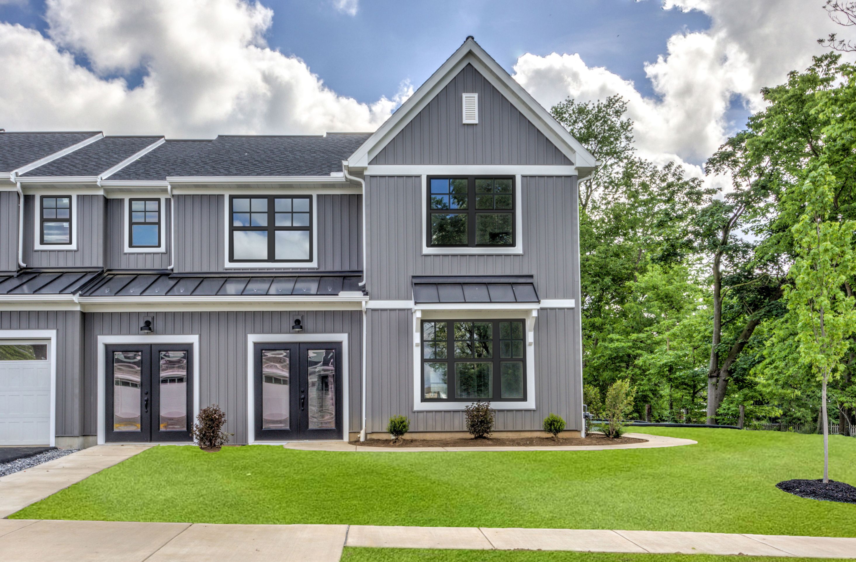 Front elevation of a townhome in Wynfield at Millersville from Garman Builders