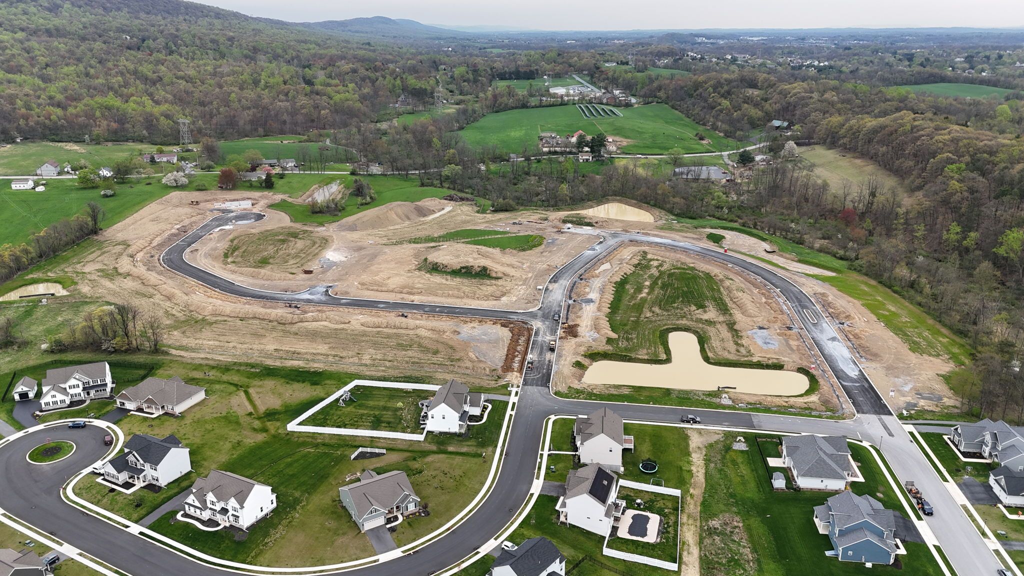 Drone shot of Parkway Farms Community from Garman Builders