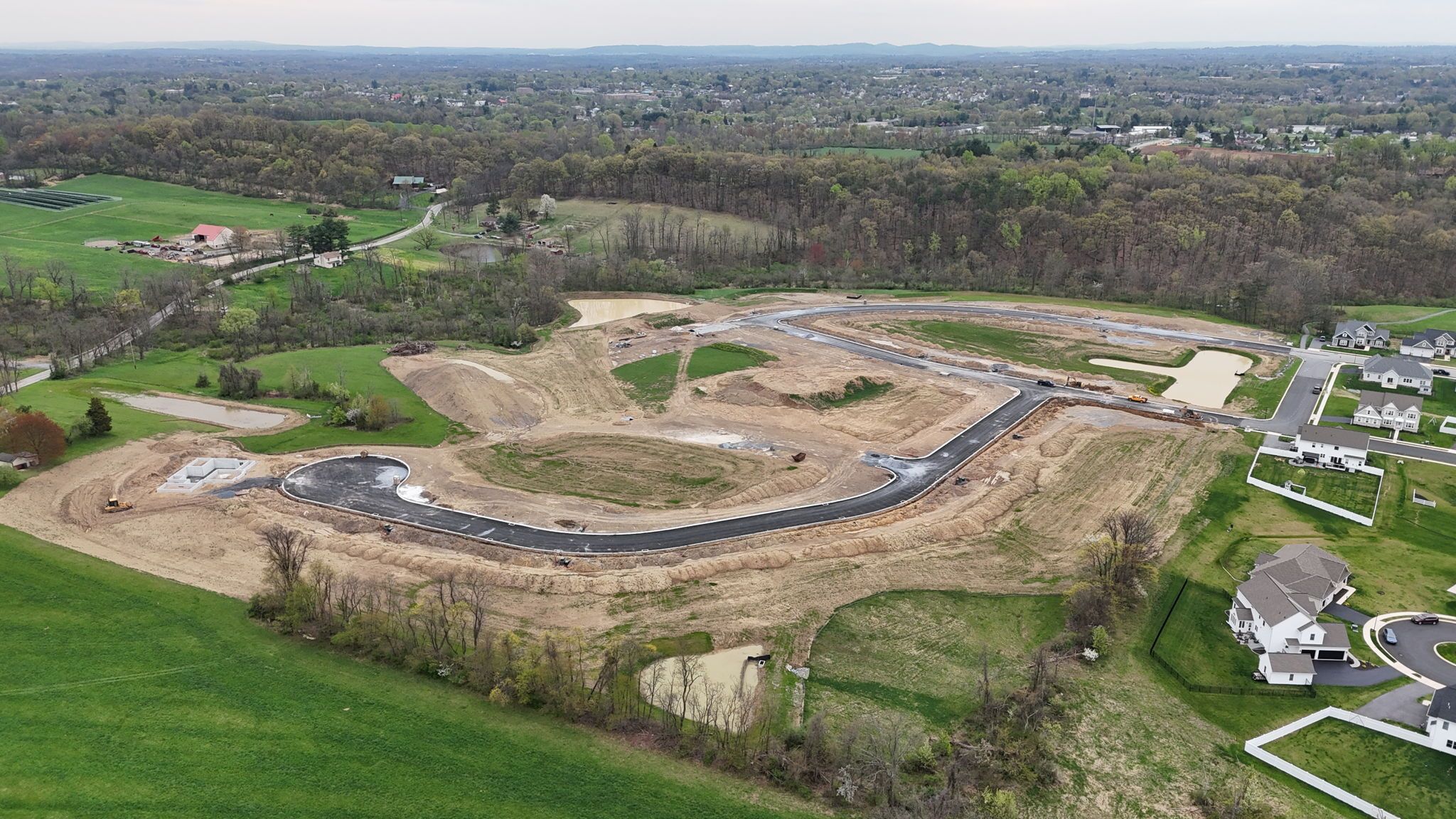 Drone shot of Parkway Farms Community from Garman Builders