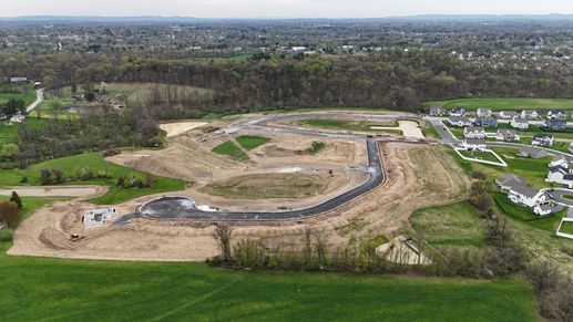 Drone shot of Parkway Farms Community from Garman Builders