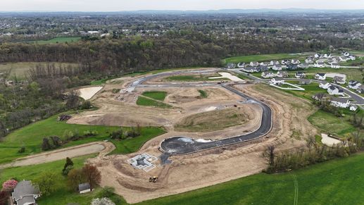 Drone shot of Parkway Farms Community from Garman Builders