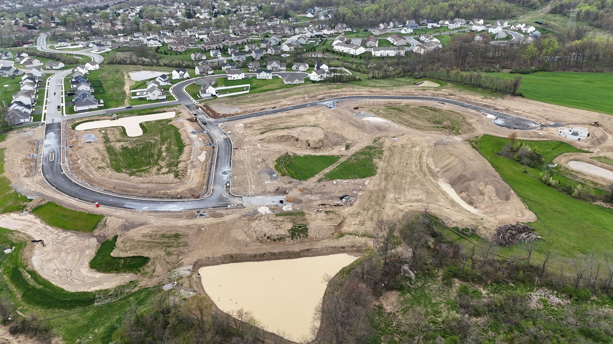 Drone shot of Parkway Farms Community from Garman Builders