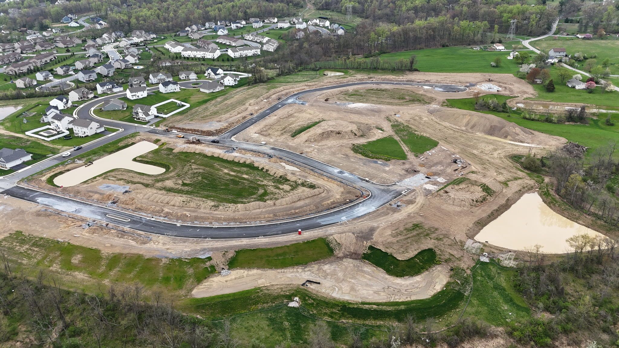 Drone shot of Parkway Farms Community from Garman Builders