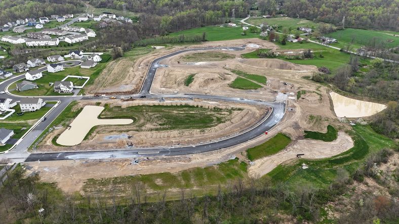 Drone shot of Parkway Farms Community from Garman Builders
