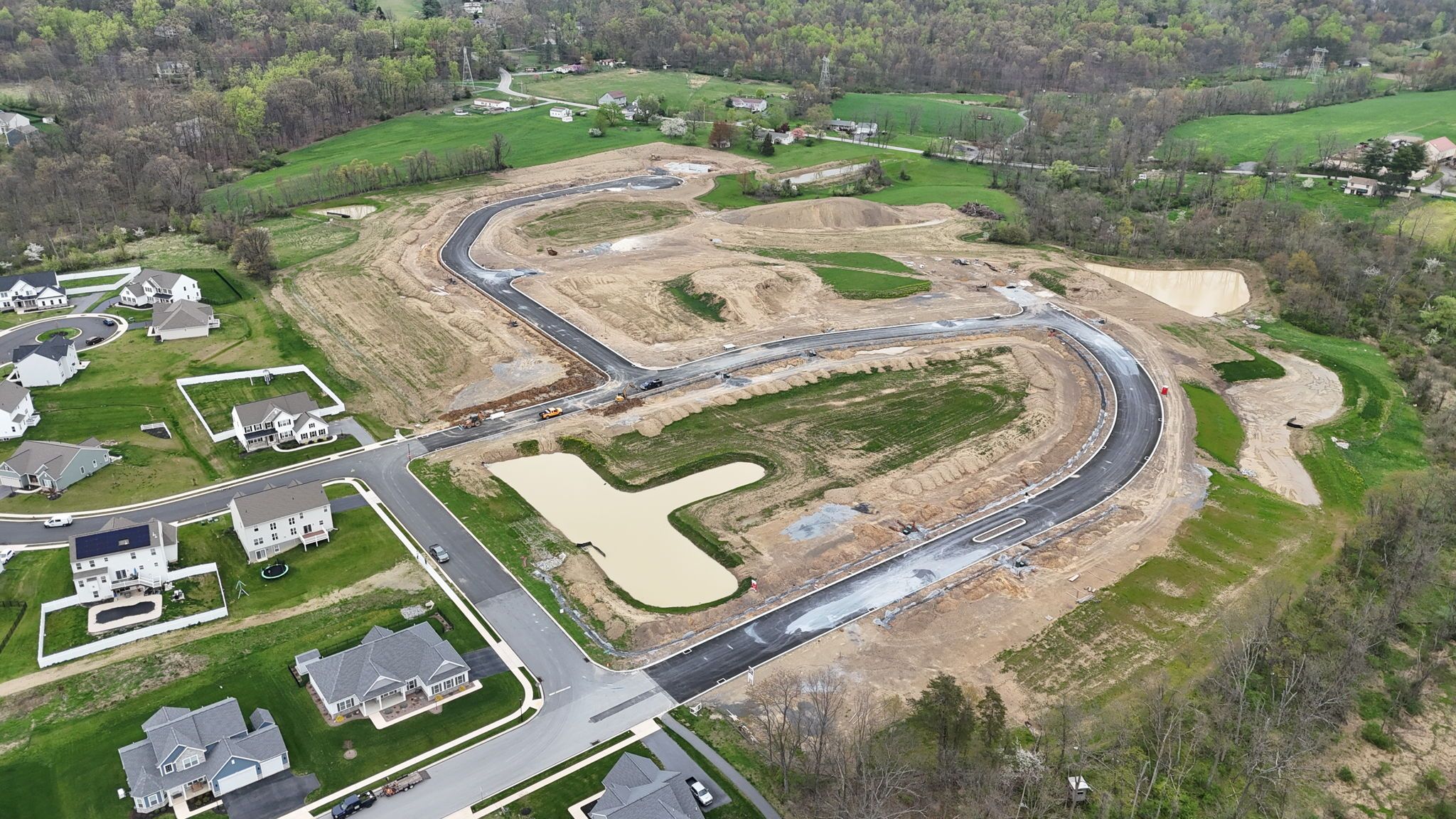 Drone shot of Parkway Farms Community from Garman Builders