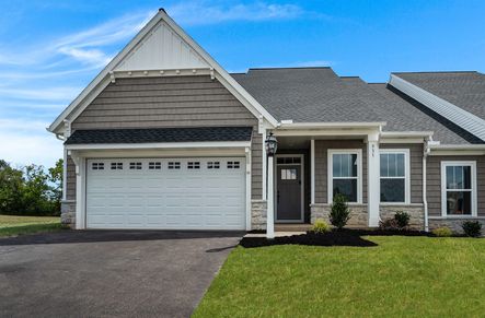 front elevation of a home in Sagebrook 55+ Community from Garman Builders