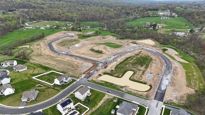 Drone shot of Parkway Farms Community from Garman Builders