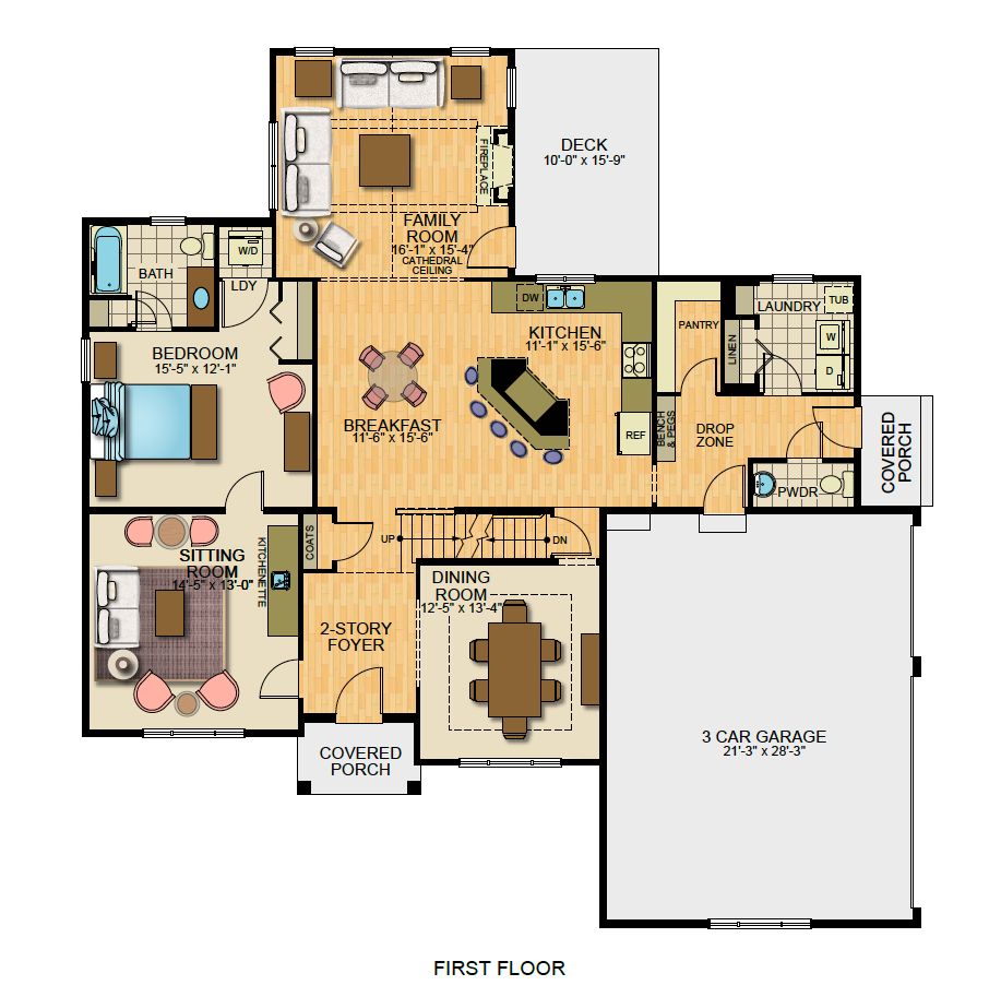 Floorplan of the Avondale model from Garman Builders