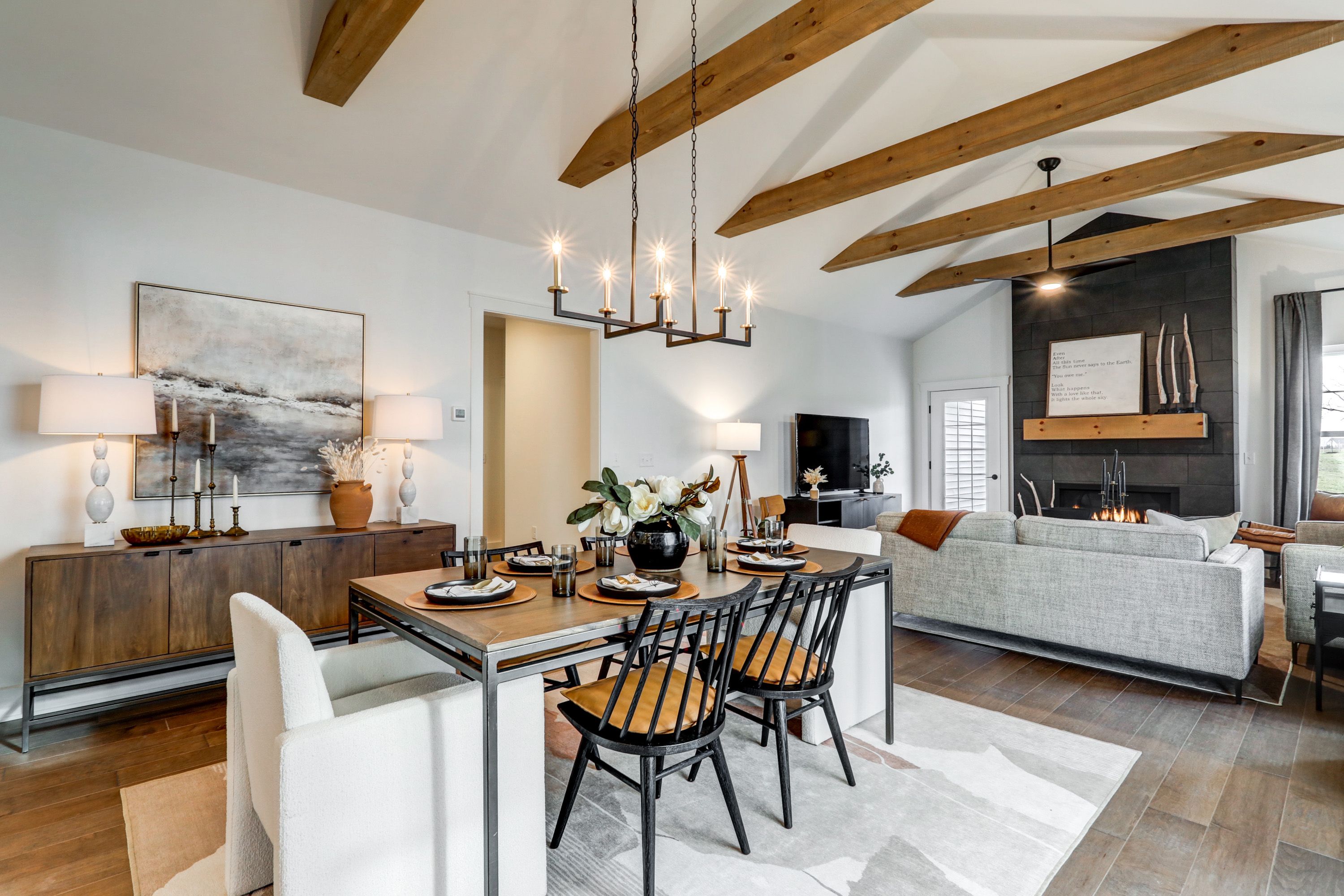 Living room with fireplace in a Wynfield at Annville home from Garman Builders