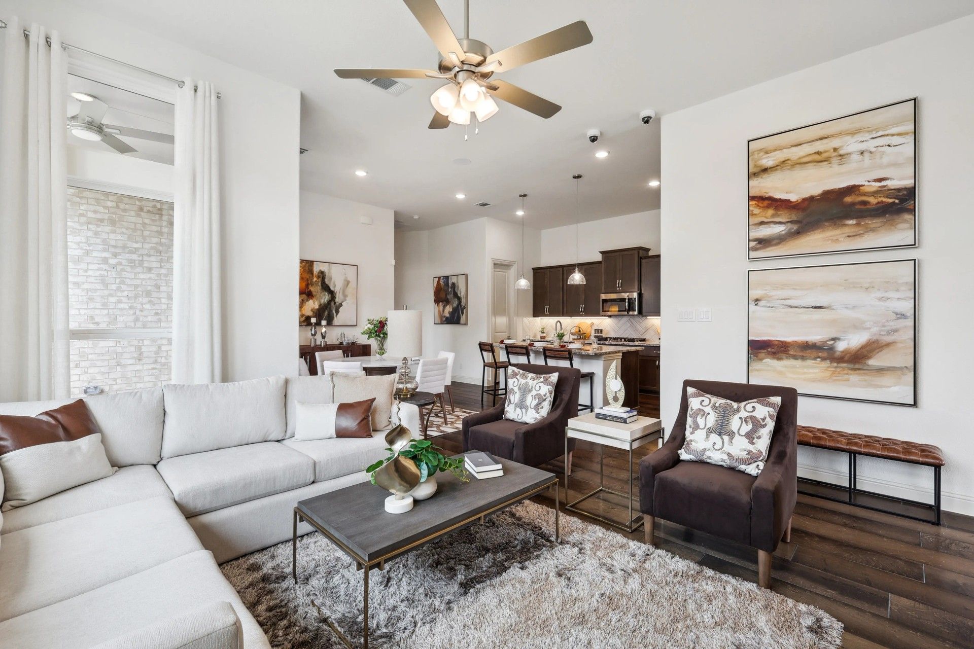 Exquisite design with plush seating, chic wood floors, and contemporary art in Heritage Park. Perfect for luxury living.