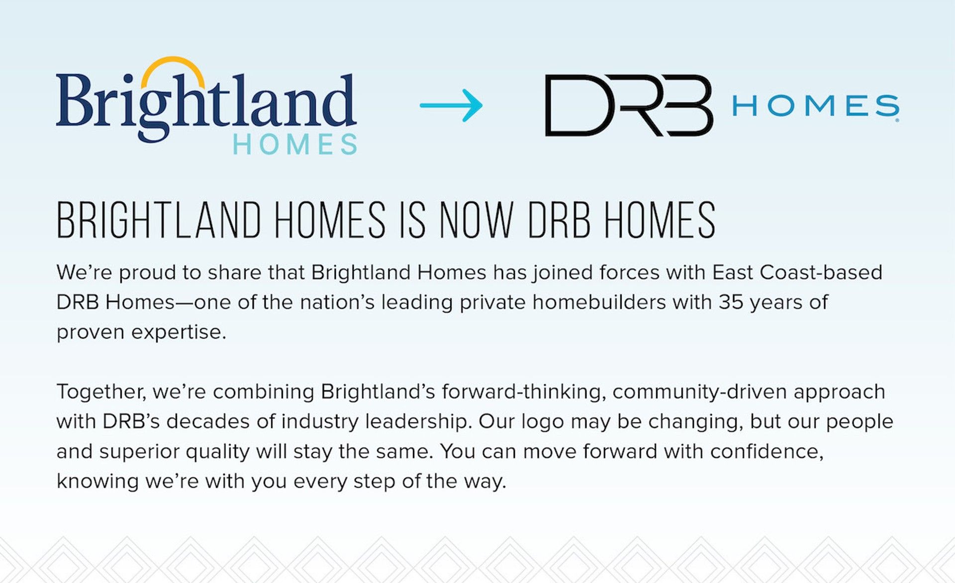 Brightland Homes is Now DRB Homes