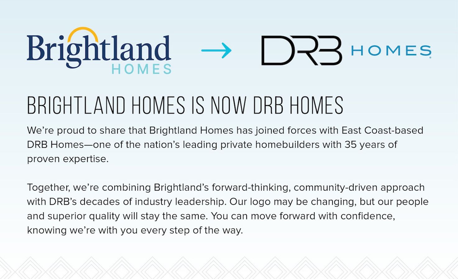 Brightland Homes is Now DRB Homes