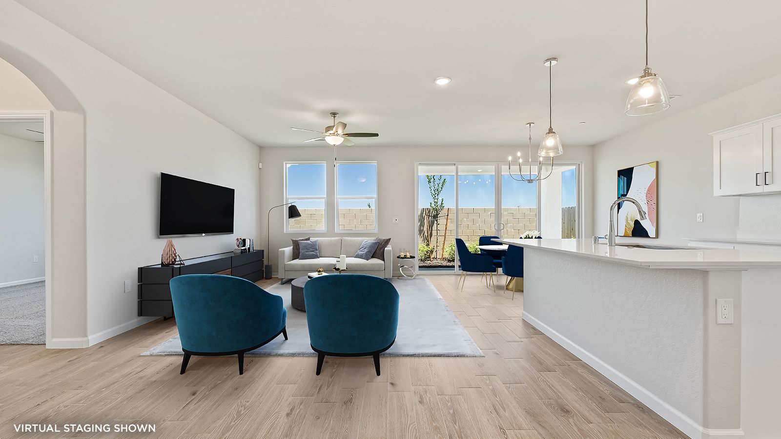 Great Room - shown with virtual staging