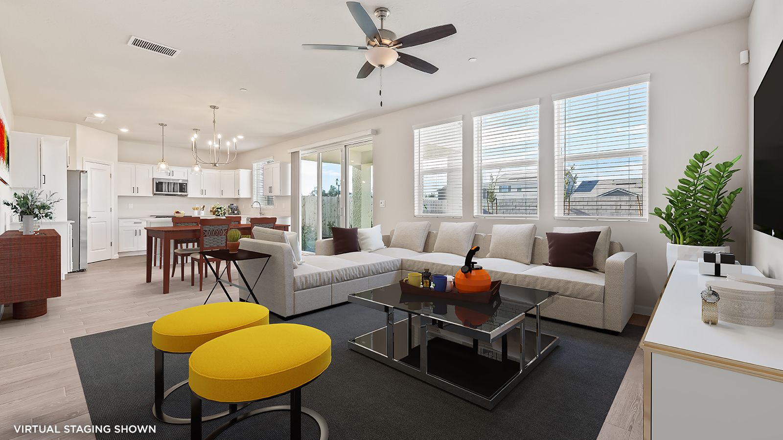 Great Room - shown with virtual staging